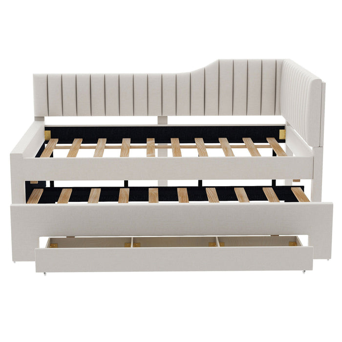 Upholstered Daybed With Trundle And 3 Drawers