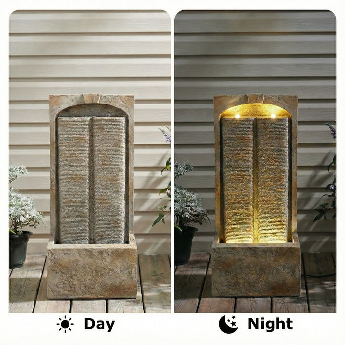 Modern Outdoor Water Fountain With LED Lights