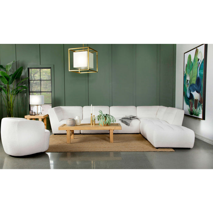 Nevve - 6 Piece Upholstered Tufted Sectional - Ivory