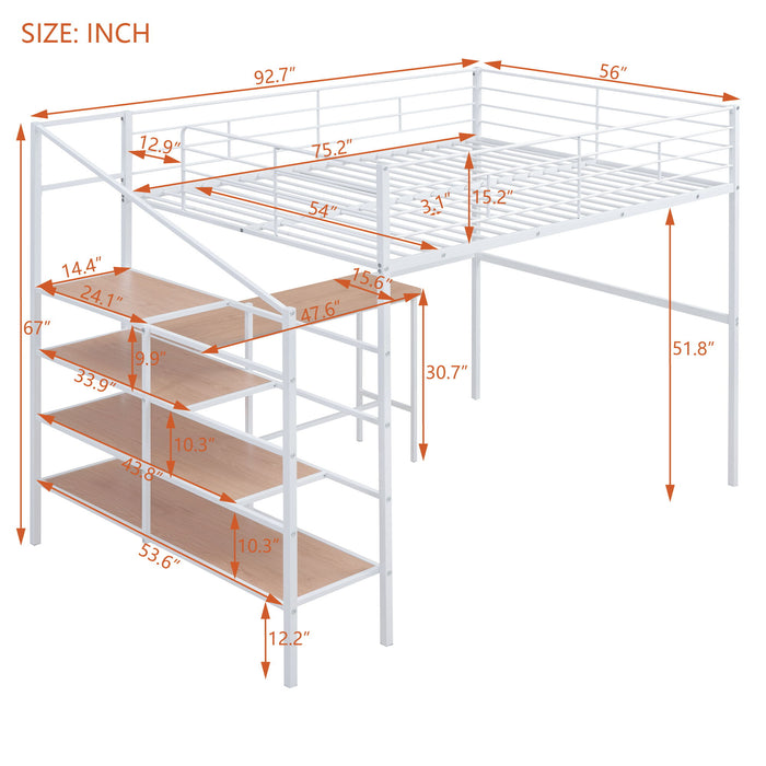 Loft Bed With Desk And Lateral Storage Ladder
