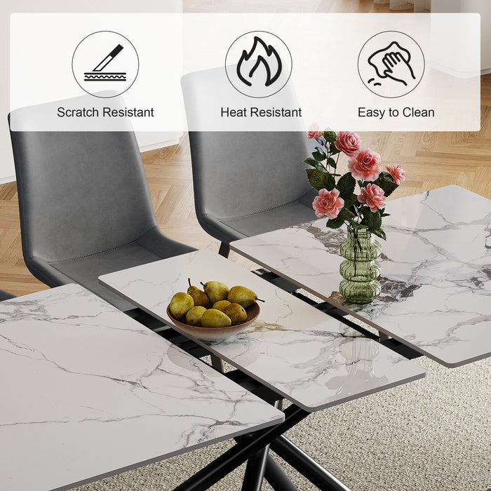 Modern Expandable Dining Table With Retractable Leaf With Chairs