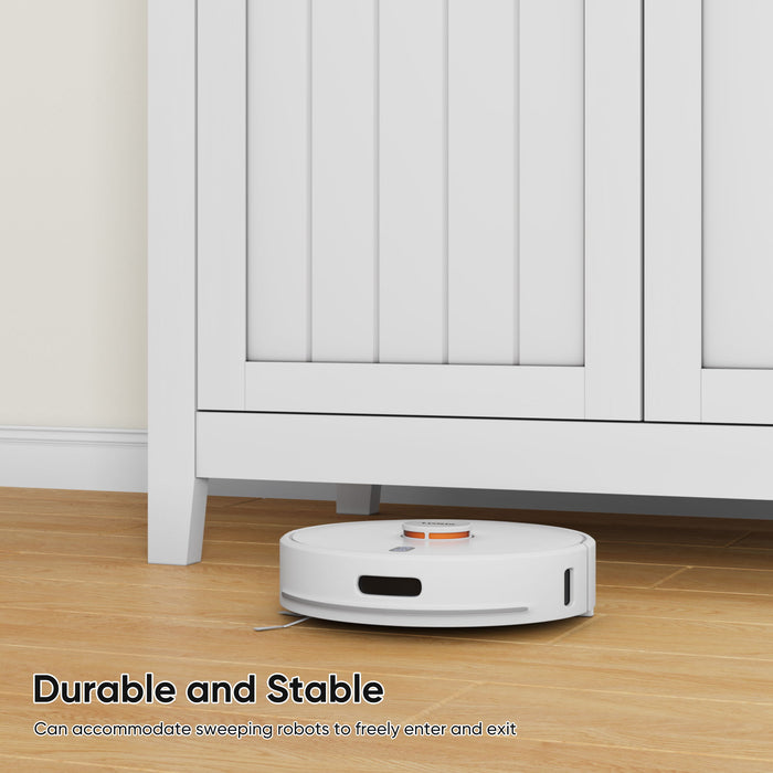 Mid Century Modern Double Door Storage Cabinet With Knobs - White