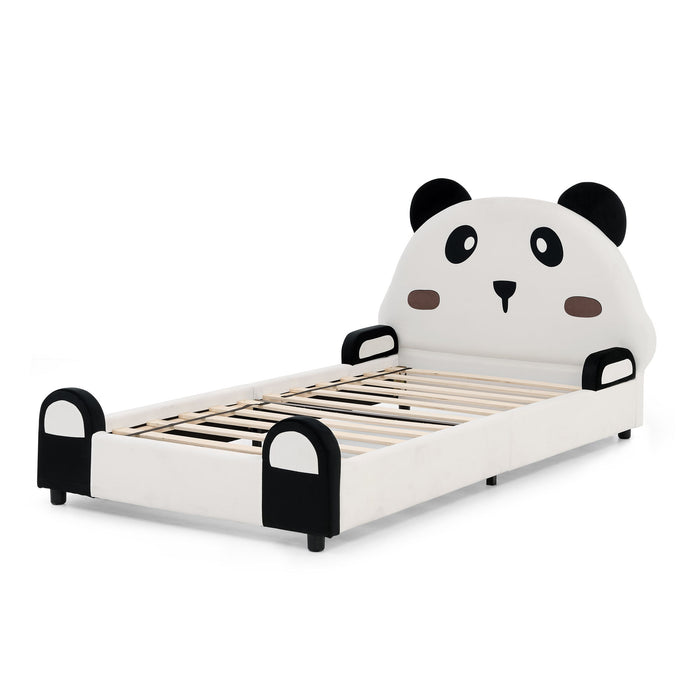 Twin Size Cute Panda Shaped Kids Bed - White / Black