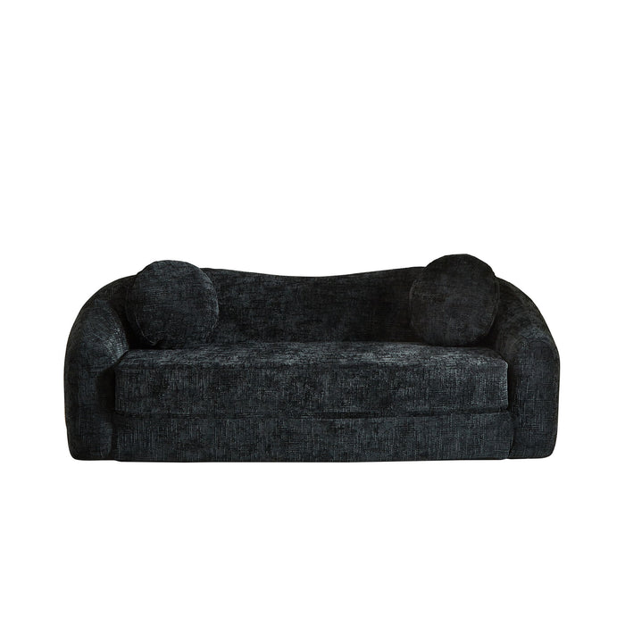 Curved Convertible Sofa, 2 In 1 Frameless Folding Sofa Bed With Pull Out Base And Deep Seat