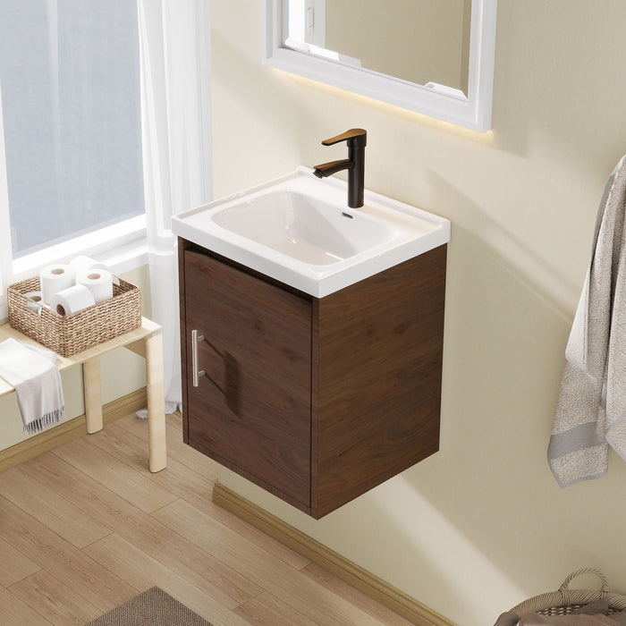 Floating Bathroom Vanity Combo, Wall Mounted Cabinet With Sink & Soft Close Doors For Small Bathrooms