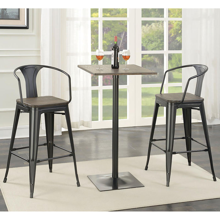 Elm Bar Height Stool (Set of 2) - Brown / Black