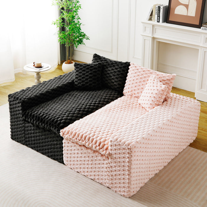 Multifunctional Sofa Pink Black, Fits 4 People