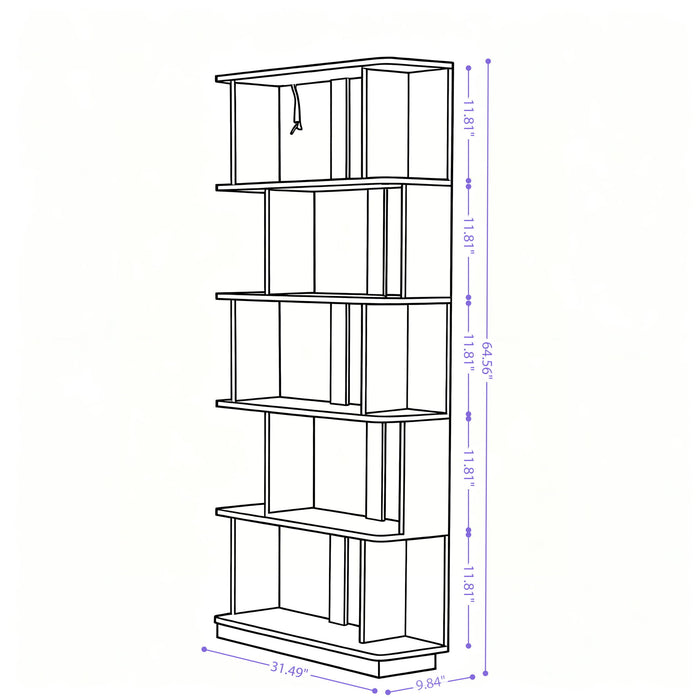5 Tier Open Bookshelf, Free Combination Storage Shelving For Living Room - Dark Brown