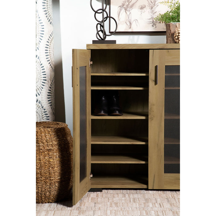 Door Accent Cabinet With Screens - Brown