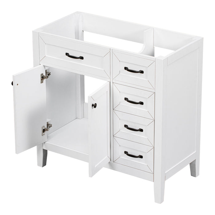 Modern Bathroom Vanity Base Only, 2 Doors And 3 Drawers