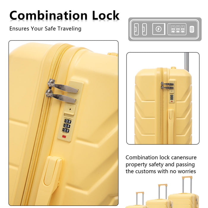 3 Pieces Set 20" / 24" / 28" Spinner Wheel Luggage With Combination Lock