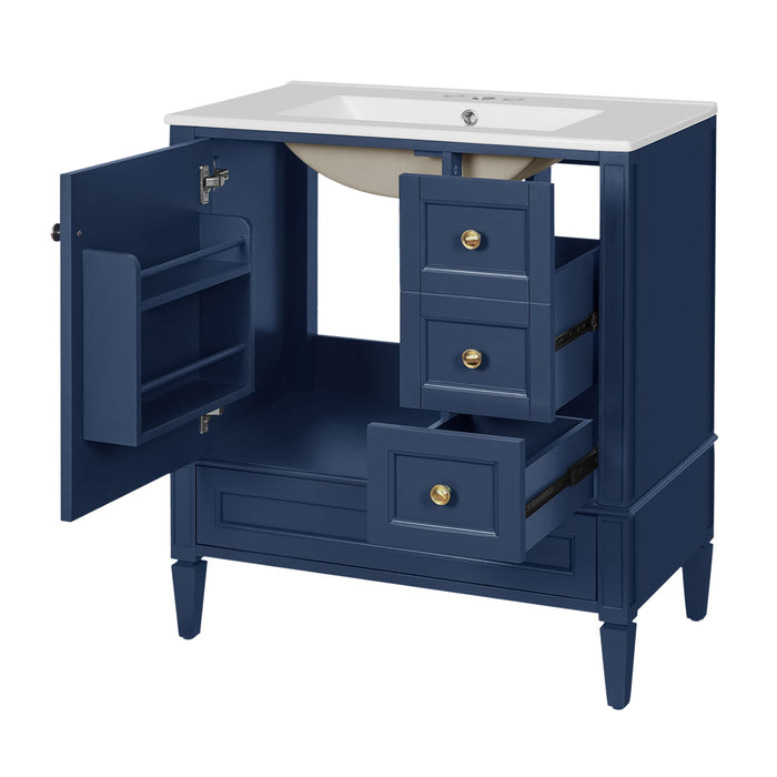 Bathroom Vanity With Sink, 3 Drawer Storage Cabinet