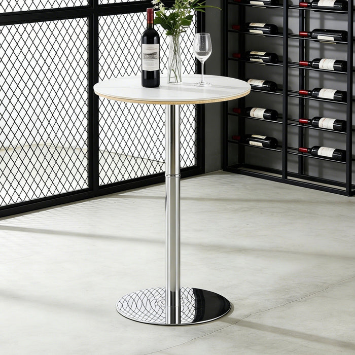 Circular Bar Table - White / Silver
