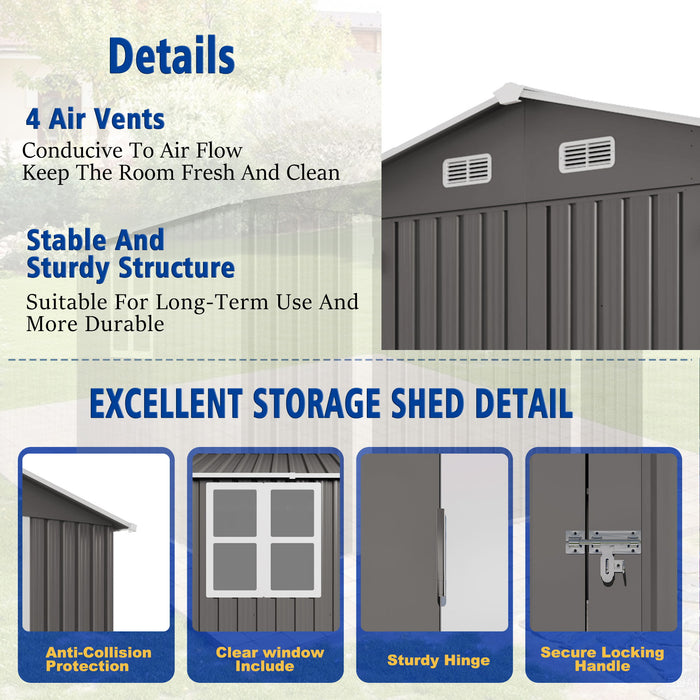 Large Outdoor Storage Shed With Lockable Door, Air Vent