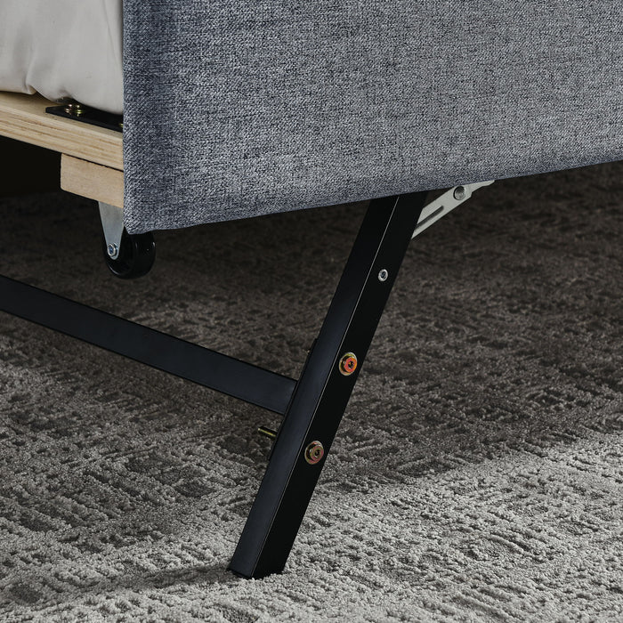 Size Upholstered Daybed With Trundle And USB Charging Armrest