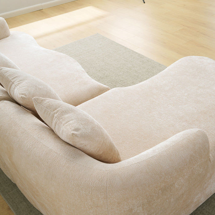 Modular L-Shape Sectional Sofa With Curved Chaise