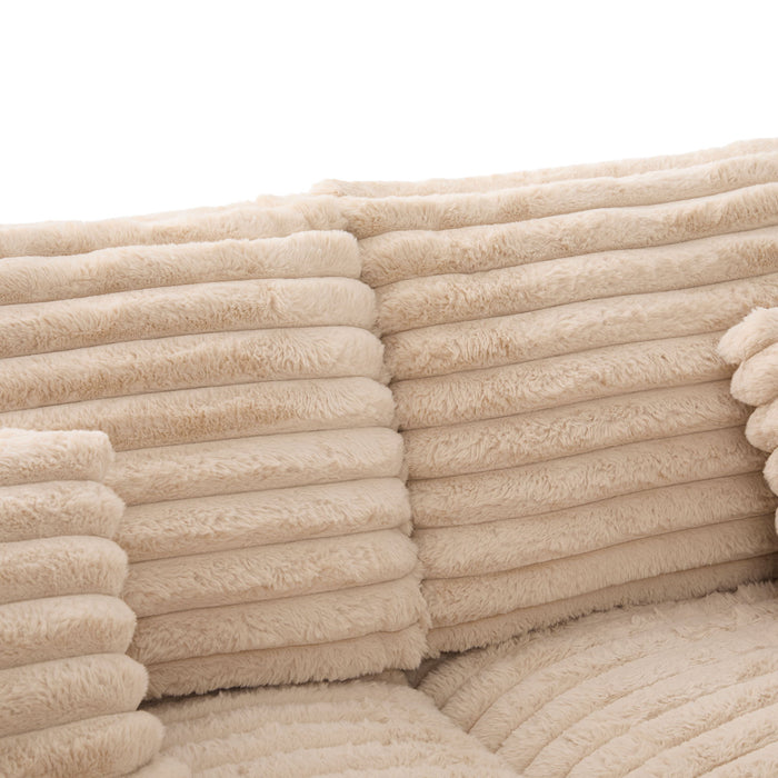 Plush Oversized Double Chaise Lounge Sofa Bed With USB Ports And Cup Holders