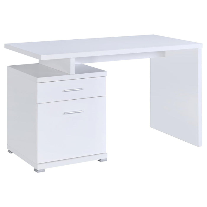 2 Drawer Reversible Office Desk With Modular Design - White