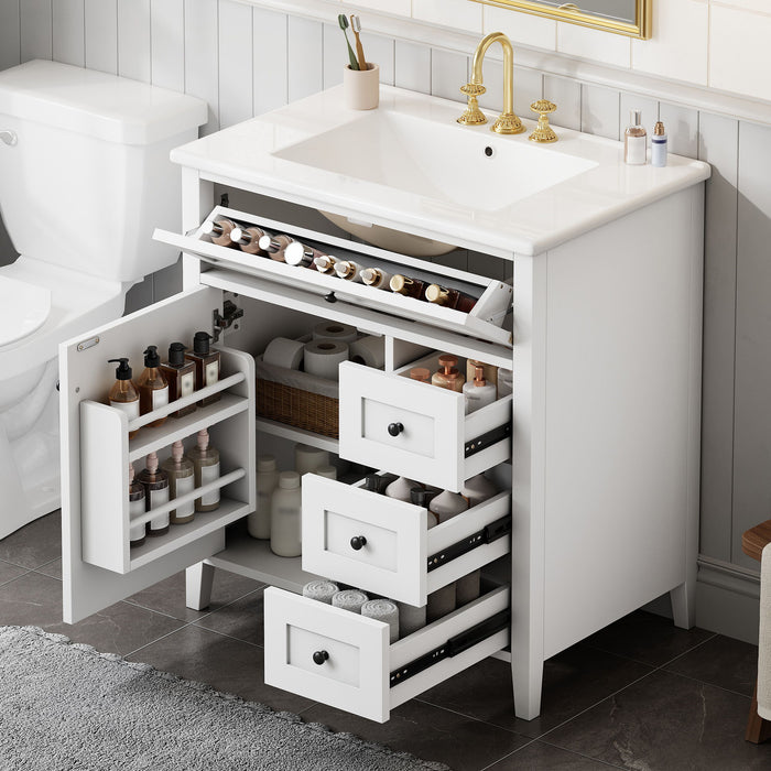 Bathroom Vanity With Sink, 3 Drawers And Adjustable Shelf