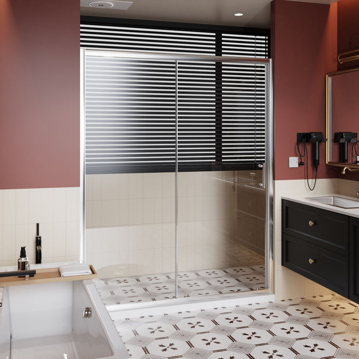 Sliding Shower Door With And Handle - Chrome