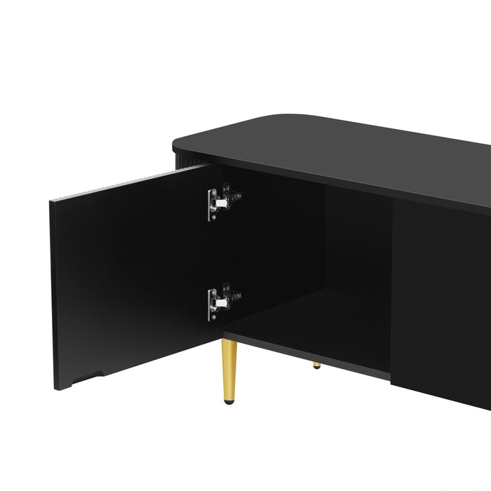 TV Stand For TVs, Media Console With 4 Spacious Cabinets For Living Room