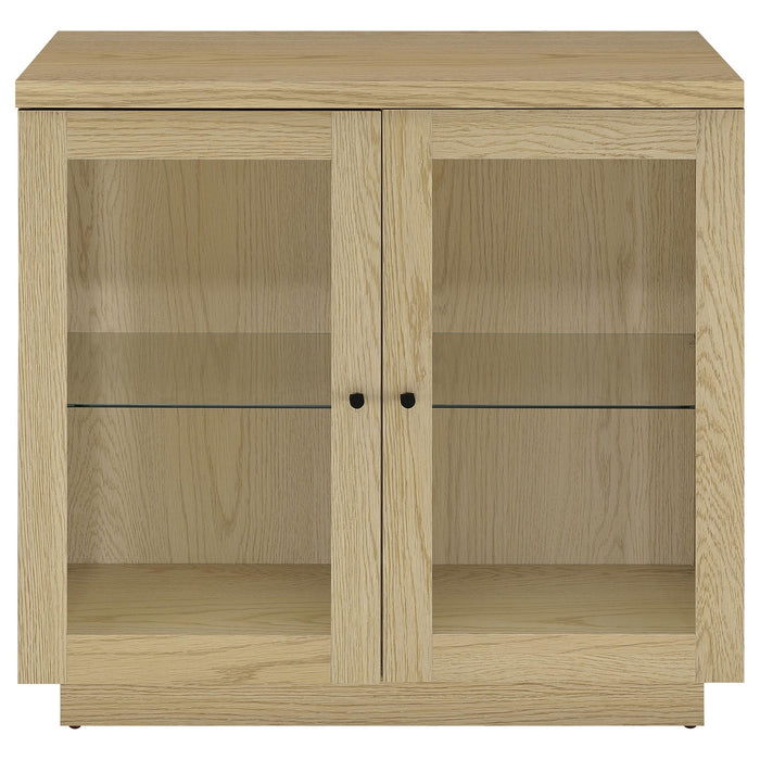 Metro - 2 Door Display Cabinet With Adjustable Shelves - Light Oak