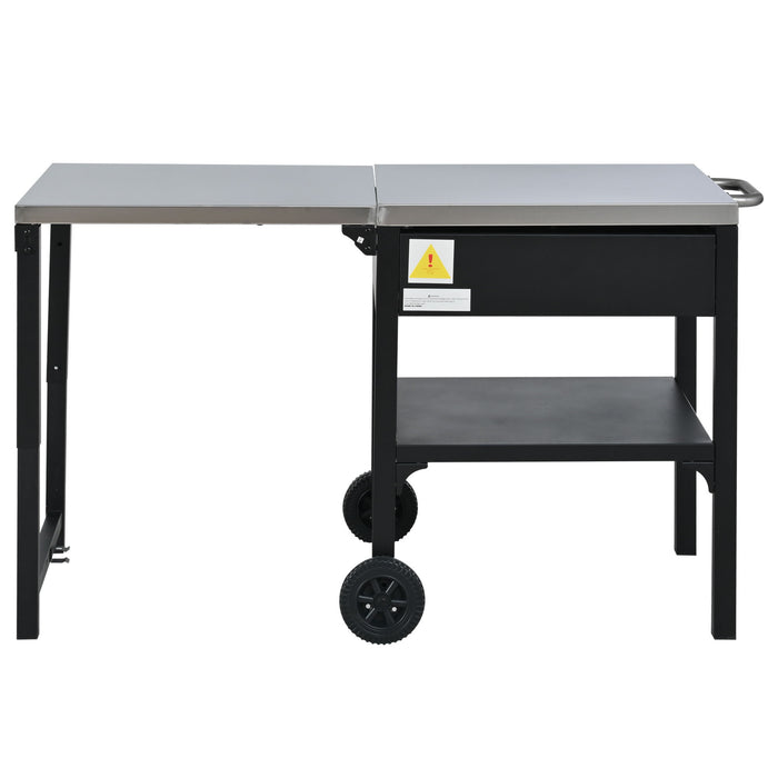 Foldable Outdoor Kitchen Cart With Storage For Patio
