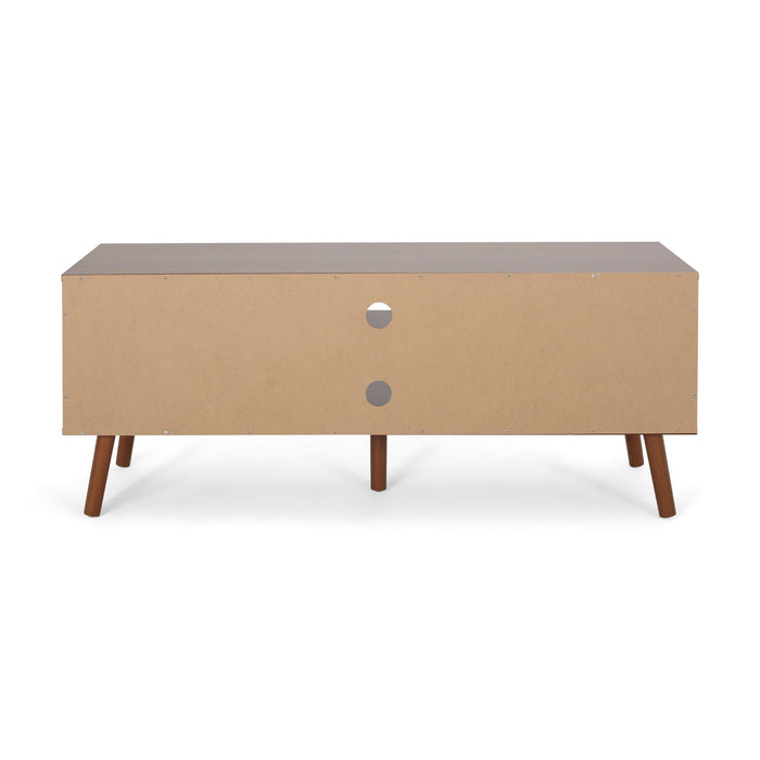 TV Stand With Shelves And Splayed Legs - White / Walnut