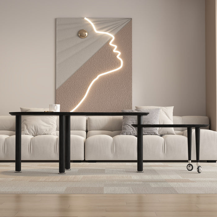 Rotatable Cocktail Table With Solid Legs, 360 Degree Rotating