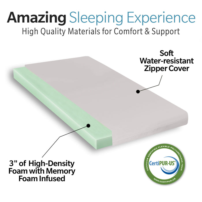 Memory Foam Camping Mattress, Foldable, Portable Comfort With Water Resistant Cover