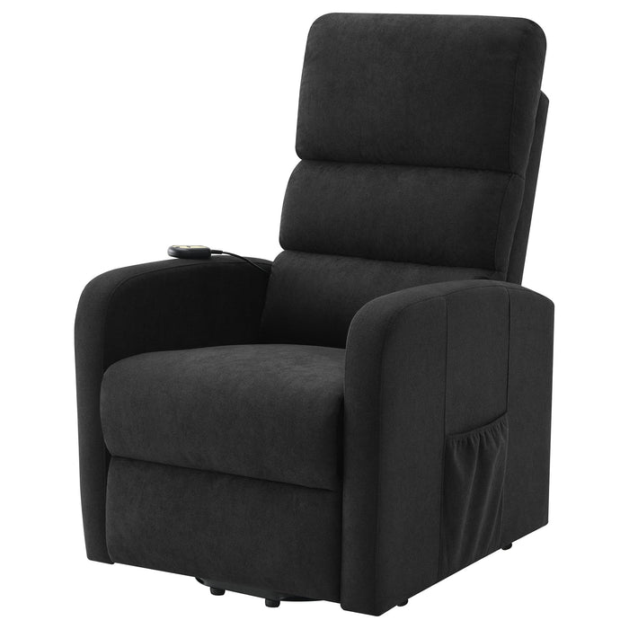 Royston - Upholstered Power Lift Recliner With Remote Comfort - Black