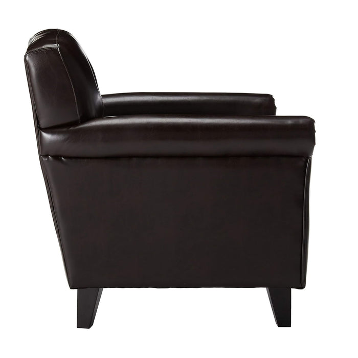 Upholstered Club Chair With Button Tufted Back Rest - Brown