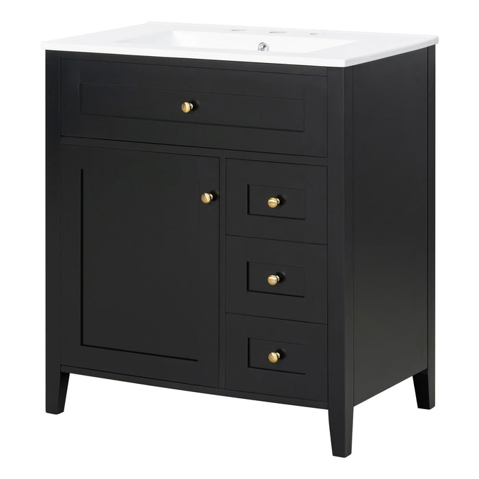 Bathroom Vanity With Sink, 3 Drawers And Adjustable Shelf