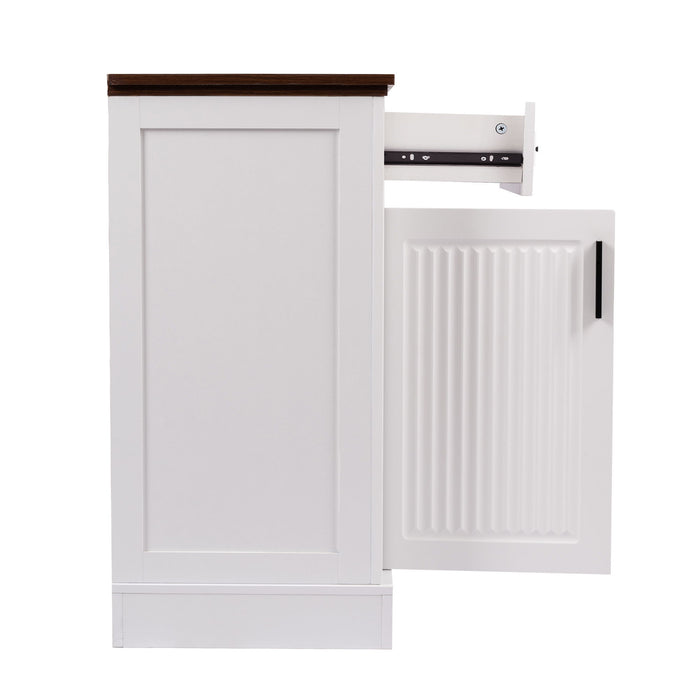 Fluted Sideboard Buffet Cabinet With 4 Doors And 3 Drawers