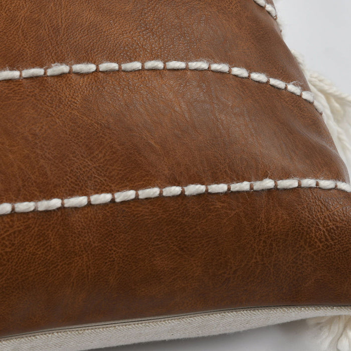 Ezekiel - DV Vegan Leather Pillow - Brown
