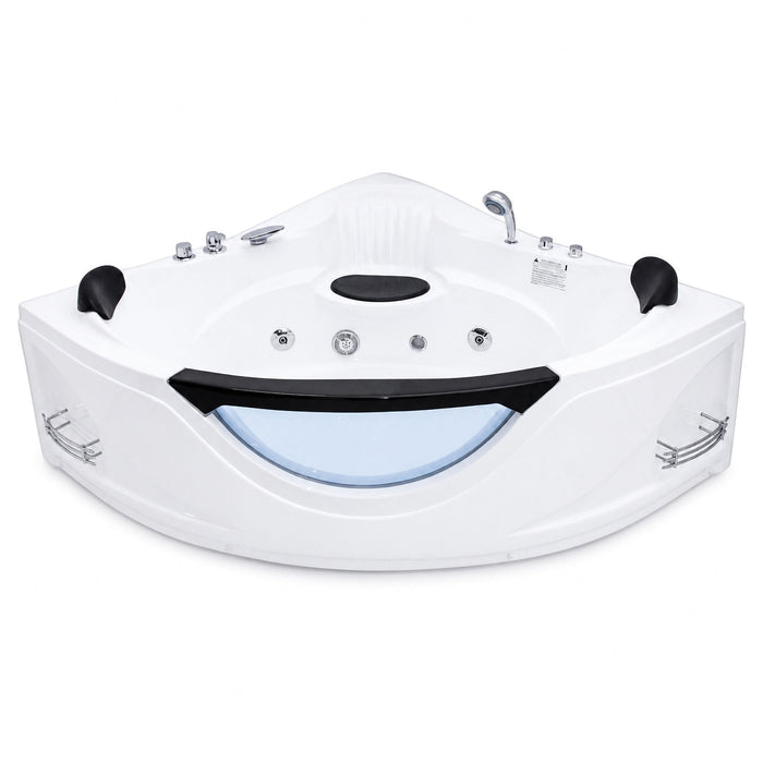 Xavier - Corner Double Massage Bathtub - Milk White