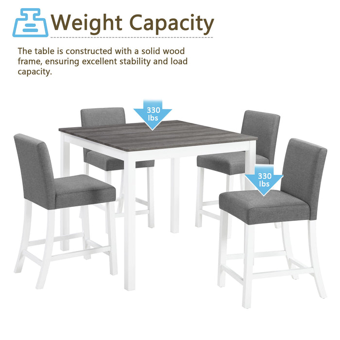 5 Piece Counter Height Table Set With 4 Chairs