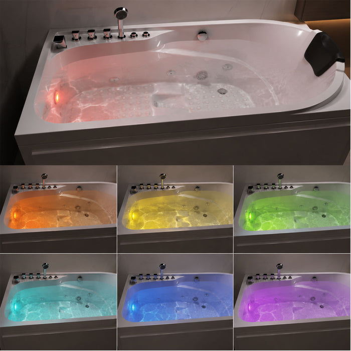 Xavier - Single Corner Massage Bathtub - Milk White