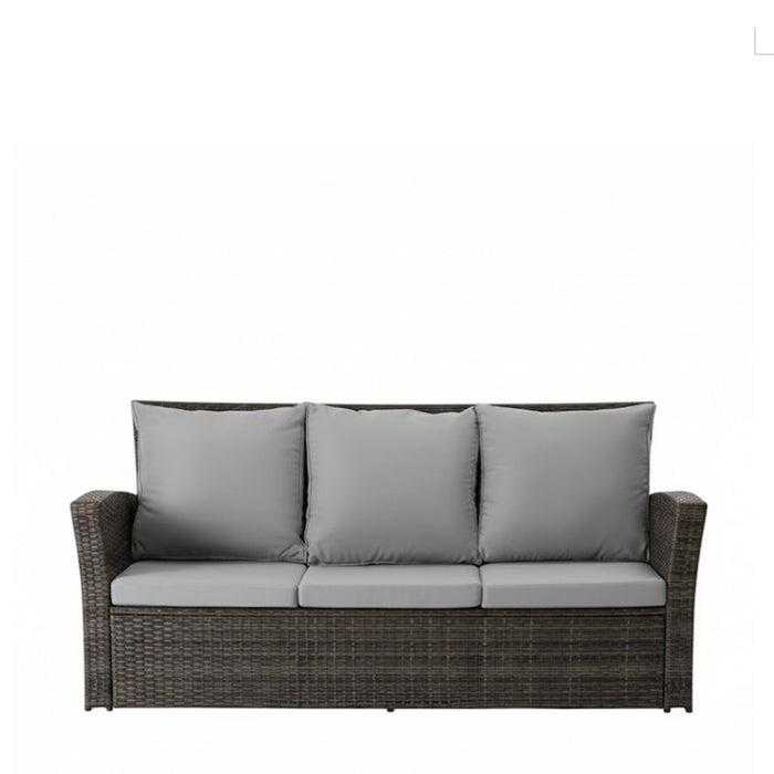 All-Weather Wicker 3 Seat Patio Sofa With Thick Cushions