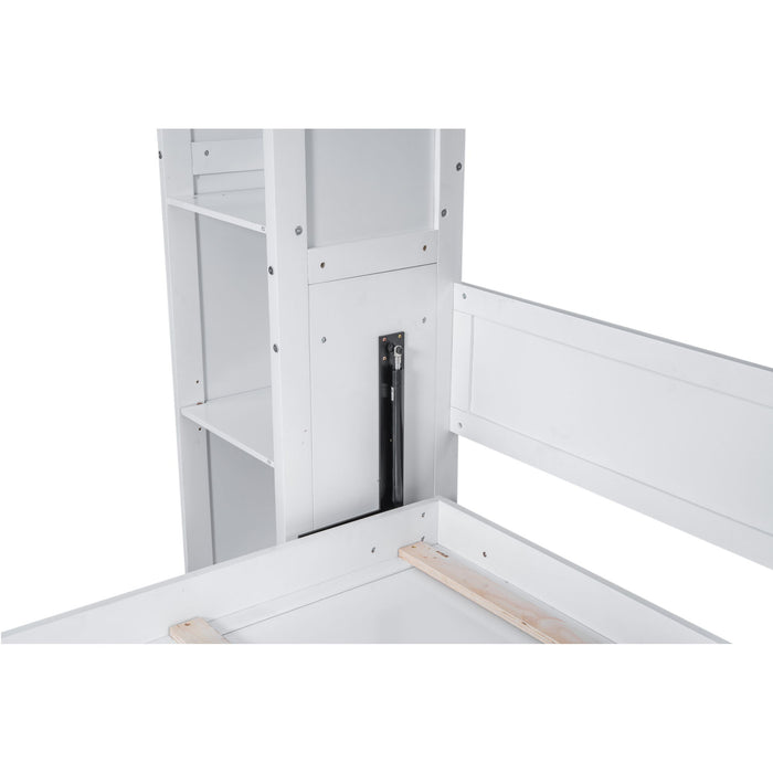 Wall Murphy Bed With Shelves And LED Lights