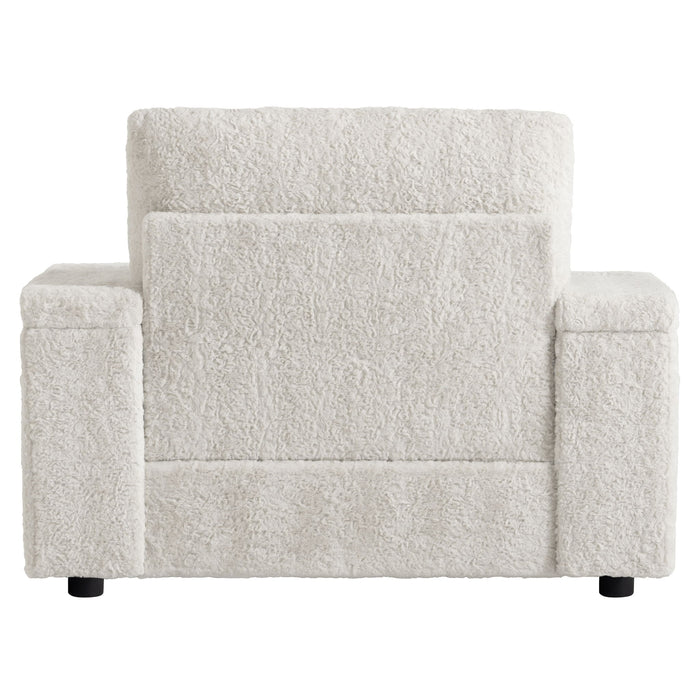 Oversized Chaise Lounge Indoor Rabbit Fur Sofa Bed With Storage Ottoman And Armrests Cup Holders With Deep Seat