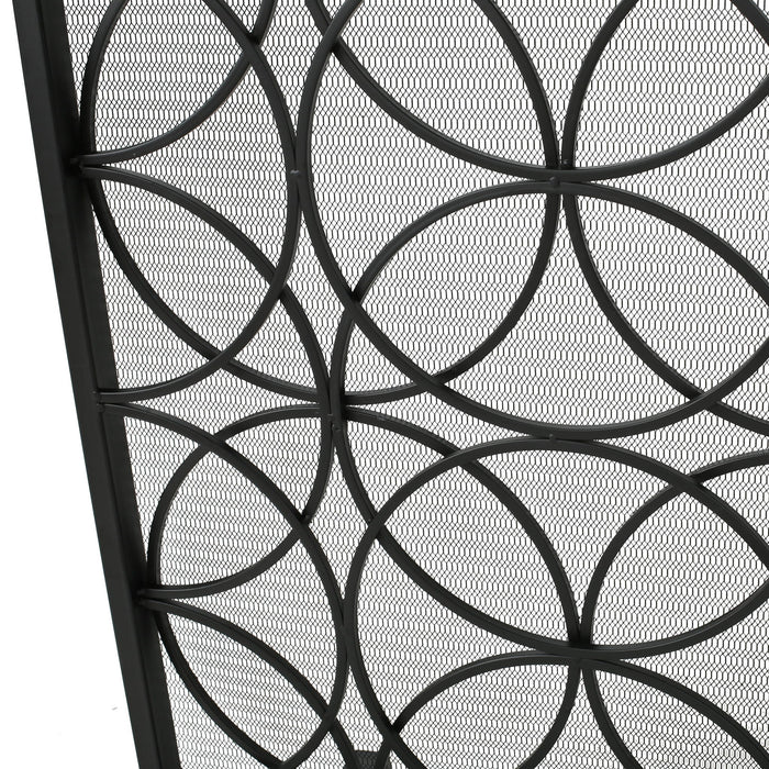 Thayer - Single Panel Iron Fireplace Screen With Geometric Design