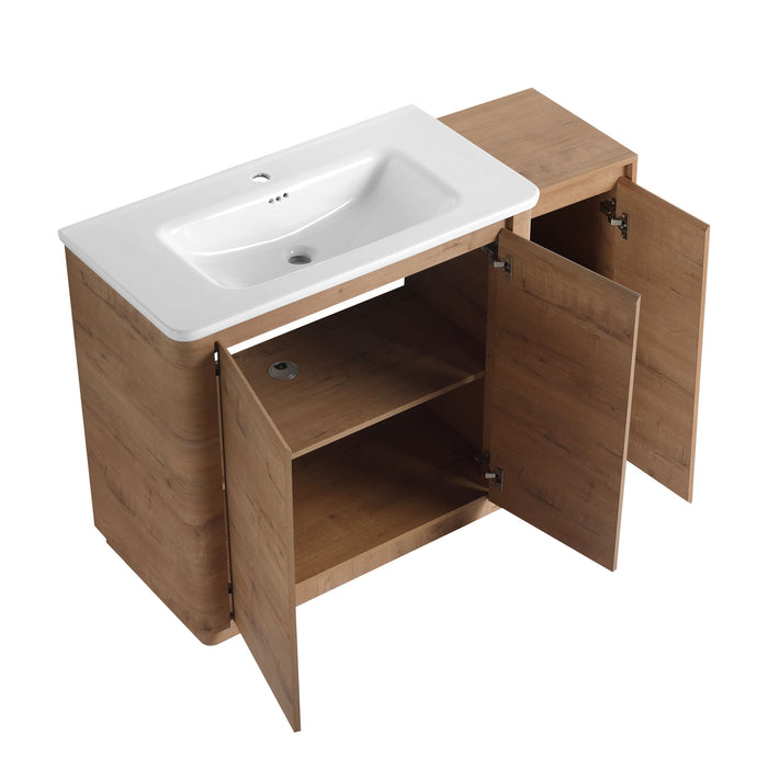Freestanding Bathroom Vanity With Sink, 1 Small Storage Cabinet, Soft Close Door