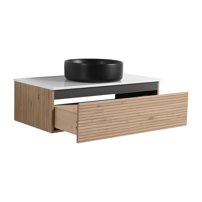 Wall Mounted Bathroom Vanity With Art Sink & 1 Soft Close Drawer