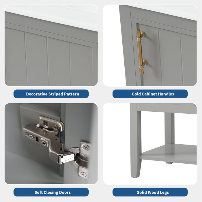Modern Bathroom Vanity With Sink, Soft-Closing Door And Open Shelf