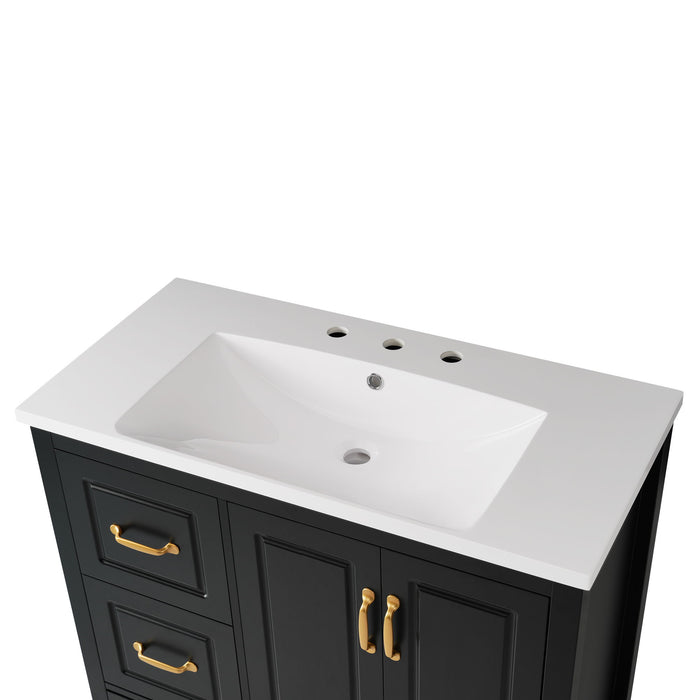 Bathroom Vanity With Sink, Soft Closing Doors & Drawers, Metal Handles