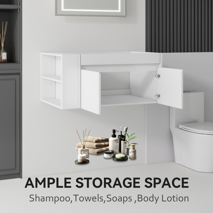 36" Floating Bathroom Vanity Cabinet, With Soft Close Double Doors, Wall Mounted, Cabinet Only - White