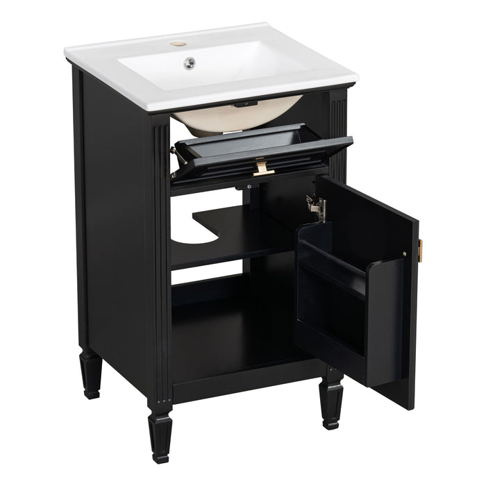 Bathroom Vanity With Sink, Adjustable Shelf, Tilt-Out Drawer