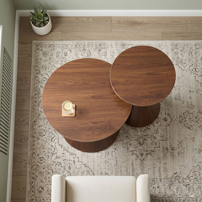 2 Piece Round Coffee Table Set For Living Room