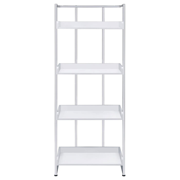 4 Shelf Open Back Bookcase With Accents - White